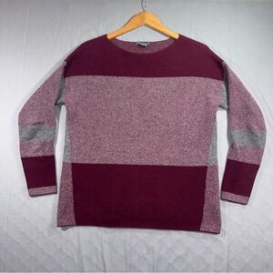 Vince Sweater Womens XS Petite Burgundy Gray Wool Cashmere Colorblock Pullover
